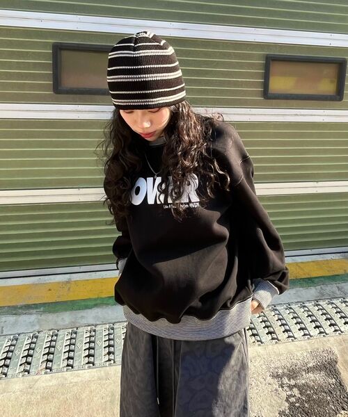 HAVISM(ヘビズム)の「FLOWER STRIPE RIB SWEATSHIRT(BLACK)(スウェット・レディース・その他・ONE SIZE)」の7枚目の写真