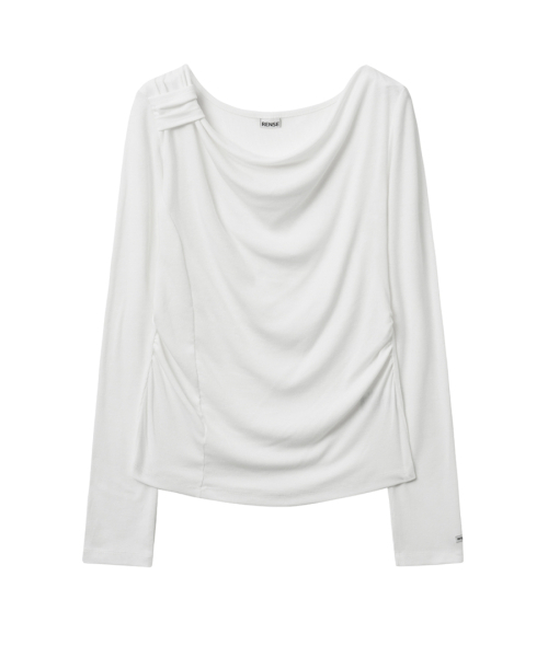 RENSE(レンセ)の「Side Shirring Draped Tee Ivory(Tシャツ/カットソー・レディース・その他・OS)」の3枚目の写真