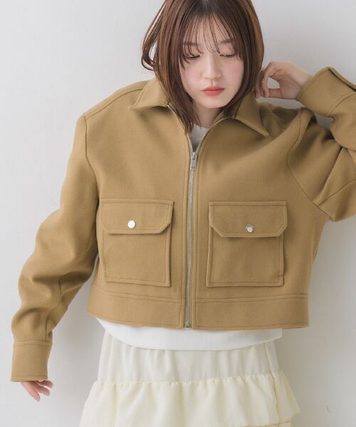 RETRO GIRL(レトロガール)の「FウールショートJK(その他アウター・レディース・ライトグレー/ブラウン/ナチュラル・FREE)」の4枚目の写真