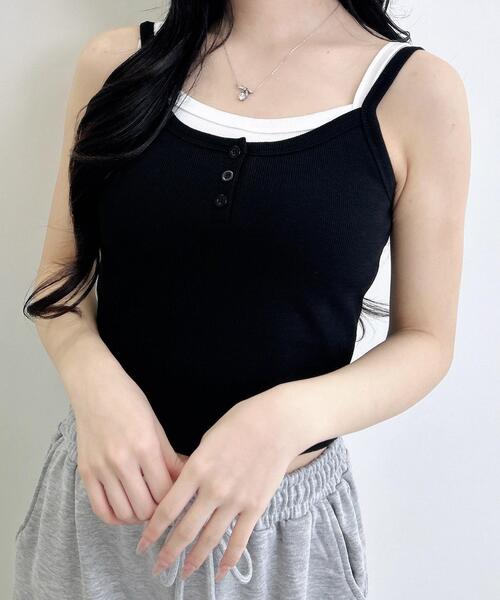 INGNI（イング）の「レイヤードリブキャミ（キャミソール・レディース・ホワイト×ブラック/グレー×ホワイト/ブラック×ホワイト・M）」の19枚目の写真