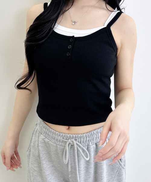 INGNI（イング）の「レイヤードリブキャミ（キャミソール・レディース・ホワイト×ブラック/グレー×ホワイト/ブラック×ホワイト・M）」の9枚目の写真