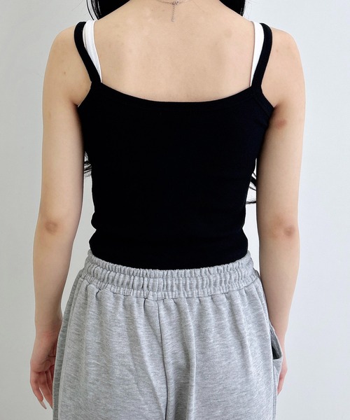 INGNI（イング）の「レイヤードリブキャミ（キャミソール・レディース・ホワイト×ブラック/グレー×ホワイト/ブラック×ホワイト・M）」の11枚目の写真
