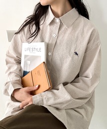 POLO CHAMPS（ポロチャンプス）の「POLO CHAMPS(ポロチャンプス)/カラーシャツ オーバーサイズ ストライプ長袖シャツ 羽織 ワンポイント刺繍（シャツ/ブラウス）」