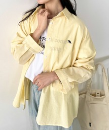 POLOCHAMPS(ポロチャンプス)/カラーシャツ オーバーサイズ ストライプ長袖シャツ 羽織 ワンポイント刺繍