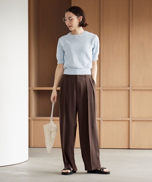 BEAUTY&YOUTH UNITED ARROWS(ビューティーアンドユースユナイテッドアローズ)の「ポリエステル ドレープ 2タック ワイドパンツ ウォッシャブル(その他パンツ・レディース・ブラック/ダークブラウン/オフホワイト・S/M/XS)」の7枚目の写真