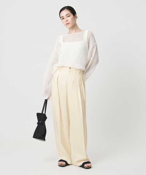 BEAUTY&YOUTH UNITED ARROWS（ビューティーアンドユースユナイテッドアローズ）の「ポリエステル ドレープ 2タック ワイドパンツ ウォッシャブル（その他パンツ・レディース・ブラック/ダークブラウン/オフホワイト・S/M/XS）」の4枚目の写真