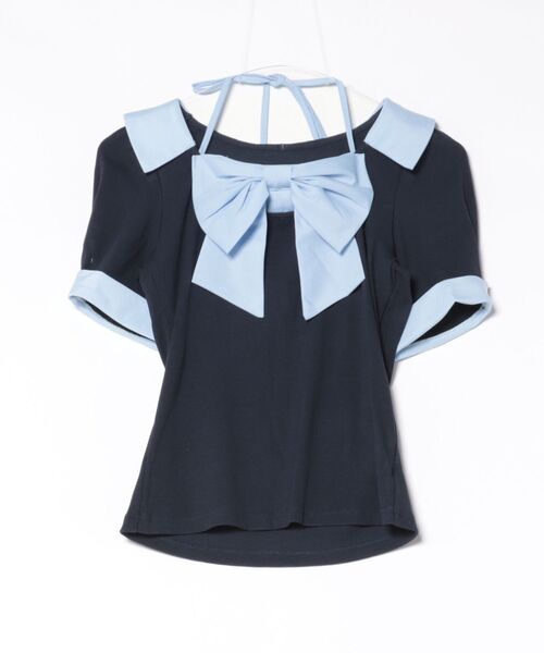 one way(ワンウェイ)の「半袖リボントップス(Tシャツ/カットソー・レディース・オフホワイト/ブラック/ネイビー/ピンク・FREE)」の15枚目の写真