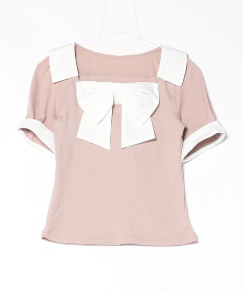 one way(ワンウェイ)の「半袖リボントップス(Tシャツ/カットソー・レディース・オフホワイト/ブラック/ネイビー/ピンク・FREE)」の17枚目の写真