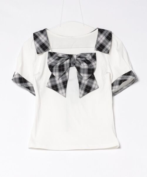 one way(ワンウェイ)の「半袖リボントップス(Tシャツ/カットソー・レディース・オフホワイト/ブラック/ネイビー/ピンク・FREE)」の18枚目の写真