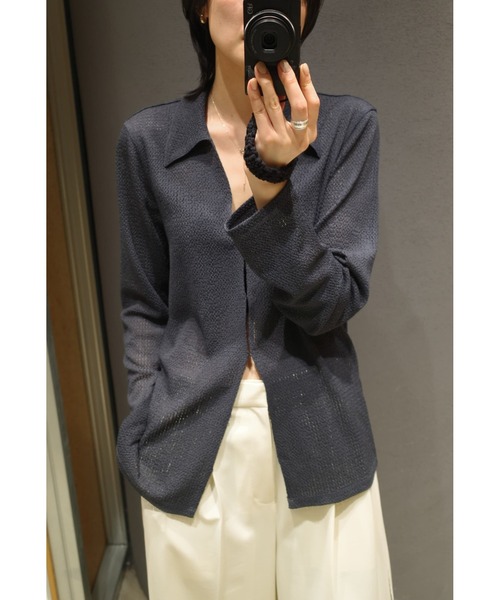 RIM.ARK(リムアーク)の「Sheer lace hook tops シアー レース ホック トップス(シャツ/ブラウス・レディース・ブラック/ホワイト/ダークブルー・FREE)」の3枚目の写真