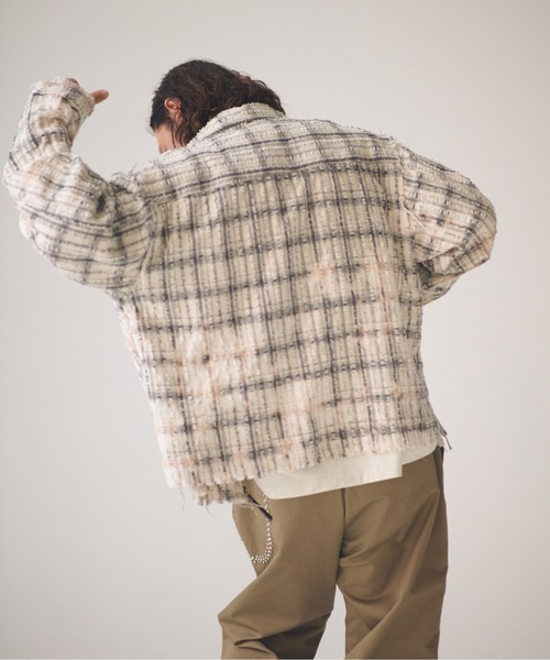 ADAM PATEK(アダムパテック)の「ADAMPATEK/short length bleached check zipup shirt/ショート丈ZIPチェックシャツ(シャツ/ブラウス・メンズ・ブラック/ホワイト・1/2)」の12枚目の写真