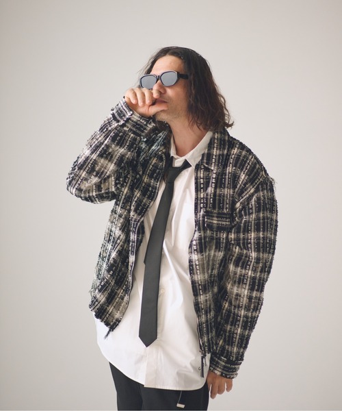 ADAM PATEK(アダムパテック)の「ADAMPATEK/short length bleached check zipup shirt/ショート丈ZIPチェックシャツ(シャツ/ブラウス・メンズ・ブラック/ホワイト・1/2)」の7枚目の写真