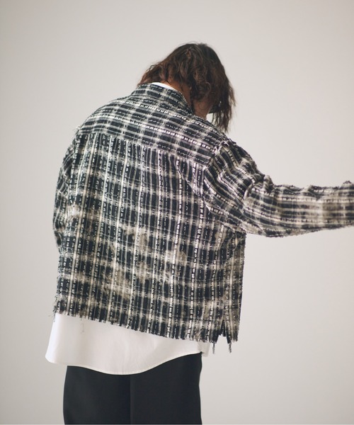 ADAM PATEK(アダムパテック)の「ADAMPATEK/short length bleached check zipup shirt/ショート丈ZIPチェックシャツ(シャツ/ブラウス・メンズ・ブラック/ホワイト・1/2)」の13枚目の写真