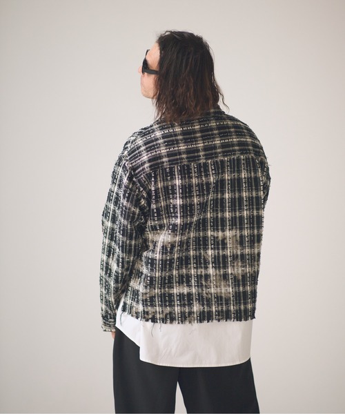 ADAM PATEK(アダムパテック)の「ADAMPATEK/short length bleached check zipup shirt/ショート丈ZIPチェックシャツ(シャツ/ブラウス・メンズ・ブラック/ホワイト・1/2)」の8枚目の写真