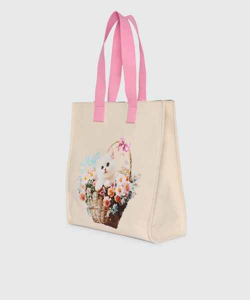MSGM(エムエスジーエム)の「MSGM FLOWER BASKET CAT キャンバストートバッグ(トートバッグ・レディース・キナリ・ONE SIZE)」の3枚目の写真