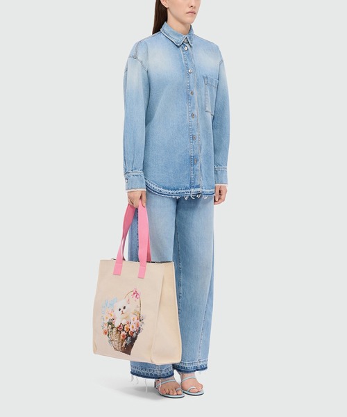 MSGM(エムエスジーエム)の「MSGM FLOWER BASKET CAT キャンバストートバッグ(トートバッグ・レディース・キナリ・ONE SIZE)」の5枚目の写真