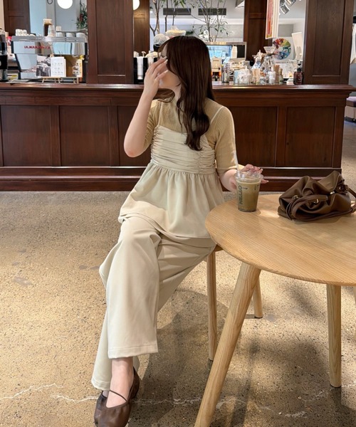 OLUN(オルン)の「easy tuck slacks pants/イージータックスラックスパンツ【セットアップ対応】(スラックス・レディース・ブラウン/アイボリー・MEDIUM/SMALL)」の13枚目の写真