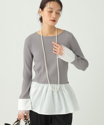 Elura | 異素材切り替えフリルプルオーバー/659642(ニット/セーター)