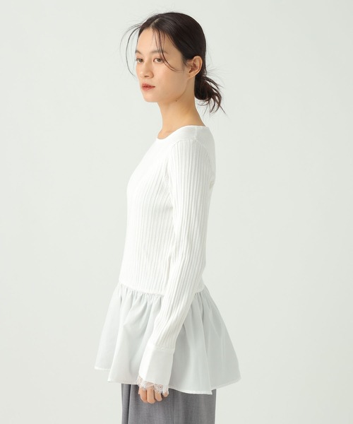 Elura（エルーラ）の「異素材切り替えフリルプルオーバー/659642（ニット/セーター・レディース・ホワイト/ライトグレー/ネイビー・FREE）」の17枚目の写真