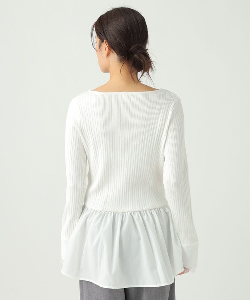 Elura（エルーラ）の「異素材切り替えフリルプルオーバー/659642（ニット/セーター・レディース・ホワイト/ライトグレー/ネイビー・FREE）」の18枚目の写真