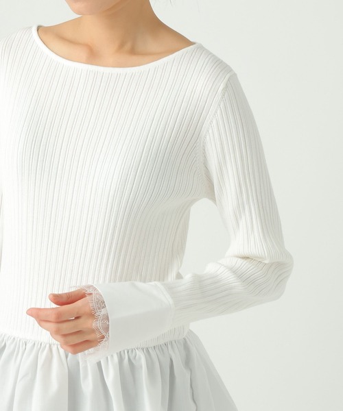 Elura（エルーラ）の「異素材切り替えフリルプルオーバー/659642（ニット/セーター・レディース・ホワイト/ライトグレー/ネイビー・FREE）」の21枚目の写真