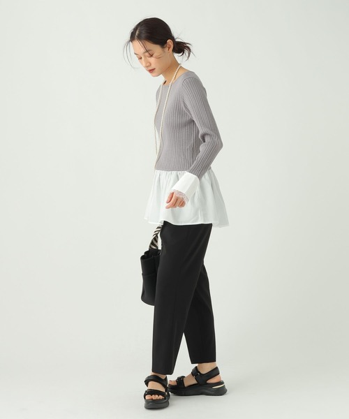 Elura（エルーラ）の「異素材切り替えフリルプルオーバー/659642（ニット/セーター・レディース・ホワイト/ライトグレー/ネイビー・FREE）」の10枚目の写真