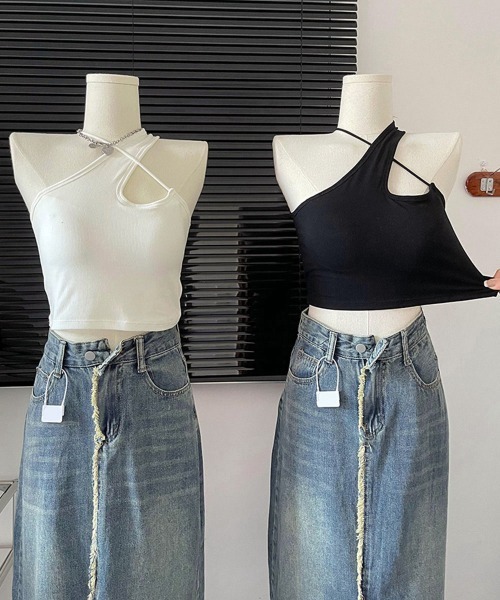 Miniministore(ミニミニストア)の「クロスストラップキャミソール カップ付き(タンクトップ・レディース・ブラック/ホワイト・FREE)」の18枚目の写真