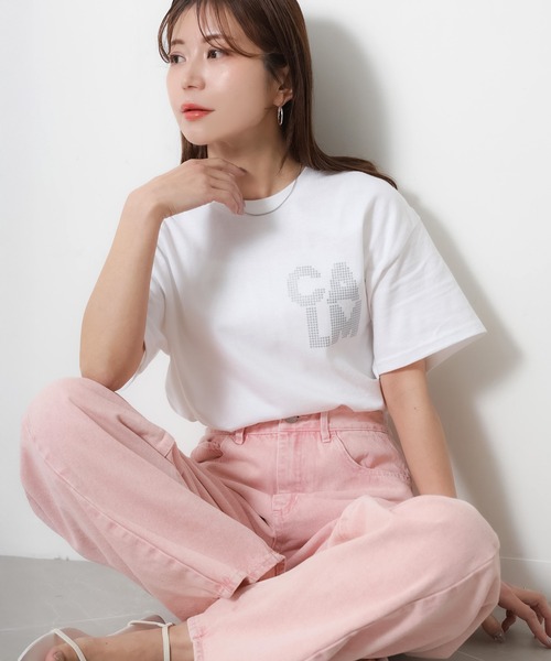 Riberry（リベリー）の「アソートシルバープリント半袖Tシャツ【箔/ラメグリッター】（Tシャツ/カットソー・レディース・B/A/C/D/E・MEDIUM）」の5枚目の写真