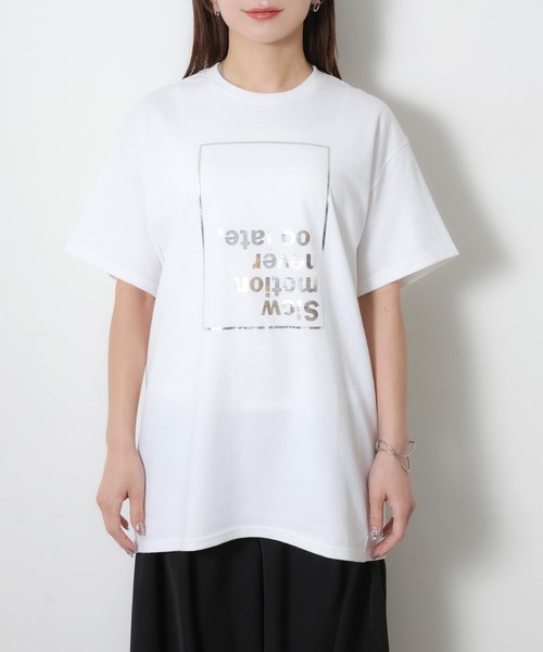 Riberry（リベリー）の「アソートシルバープリント半袖Tシャツ【箔/ラメグリッター】（Tシャツ/カットソー・レディース・B/A/C/D/E・MEDIUM）」の11枚目の写真