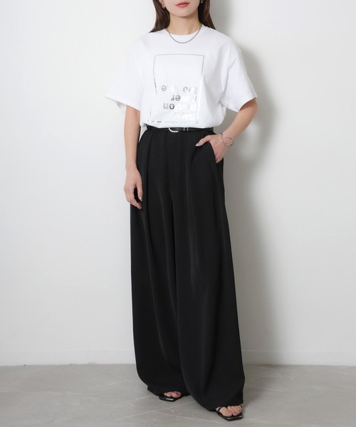 Riberry（リベリー）の「アソートシルバープリント半袖Tシャツ【箔/ラメグリッター】（Tシャツ/カットソー・レディース・B/A/C/D/E・MEDIUM）」の21枚目の写真