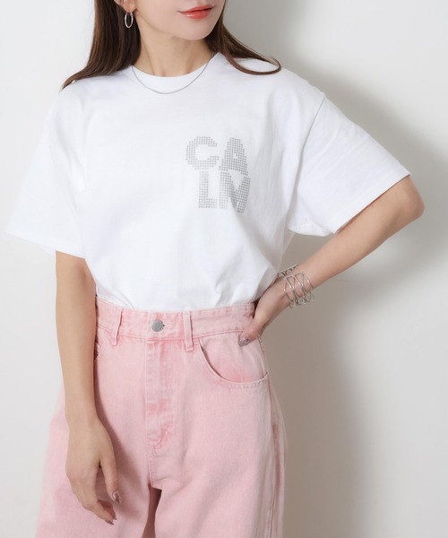 Riberry（リベリー）の「アソートシルバープリント半袖Tシャツ【箔/ラメグリッター】（Tシャツ/カットソー・レディース・B/A/C/D/E・MEDIUM）」の7枚目の写真