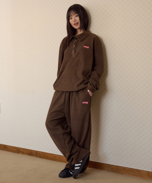 ambler(エムブラー)の「ラブ、コージー刺繍フリースワイドスウェットパンツ AP906 (ブラウン)(スウェットパンツ・レディース・その他・FREE)」の4枚目の写真