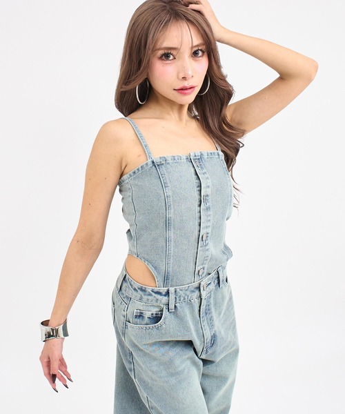 ANAP(アナップ)の「ケミカルデニム マルチWAY オールインワン(つなぎ/オールインワン・レディース・ブルー/ダークアッシュ・M/S)」の15枚目の写真