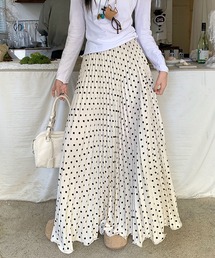 プリントプリーツロングスカート