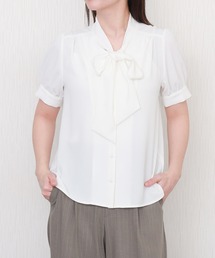 libelle more | リボンギャザー半袖ブラウス《防汚加工/ラクケア》(シャツ/ブラウス)