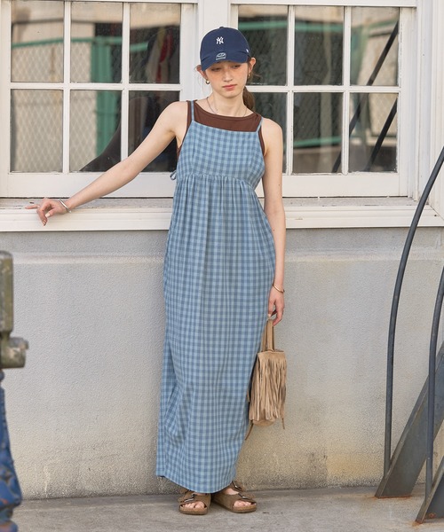 GEORGE'S(ジョージズ)の「チェックコクーンキャミワンピース(ワンピース・レディース・オレンジ/ブルー・SMALL/MEDIUM)」の3枚目の写真