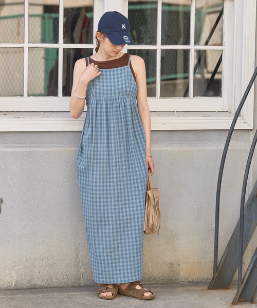 GEORGE'S(ジョージズ)の「チェックコクーンキャミワンピース(ワンピース・レディース・オレンジ/ブルー・SMALL/MEDIUM)」の5枚目の写真