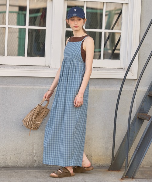 GEORGE'S(ジョージズ)の「チェックコクーンキャミワンピース(ワンピース・レディース・オレンジ/ブルー・SMALL/MEDIUM)」の6枚目の写真