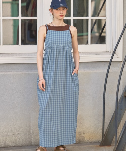 GEORGE'S(ジョージズ)の「チェックコクーンキャミワンピース(ワンピース・レディース・オレンジ/ブルー・SMALL/MEDIUM)」の11枚目の写真