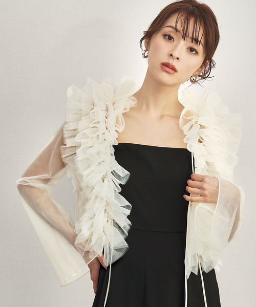 girl(ガール)の「3WAYチュールフリルブラウス ノースリーブオールインワン パンツスタイル 2点セット 結婚式 パンツドレス パーティードレス オケージョンドレス お呼ばれ 二次会 成人式 同窓会 謝恩会(パンツドレス・レディース・ホワイト×ブラック/ベージュ/グレー・M/S/2L/L)」の22枚目の写真