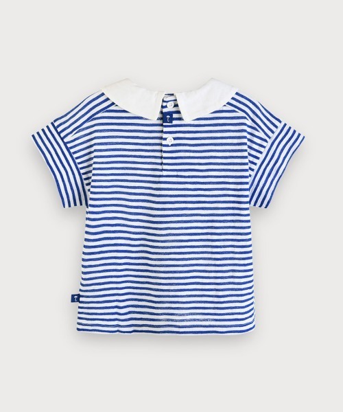 moimoln（モイモルン）の「マリンボーダーミニカラー半袖Tシャツ（Tシャツ/カットソー・キッズ・ブルー/アイボリー・80ｃｍ/90cm/100cm/110cm/120cm/130cm）」の3枚目の写真