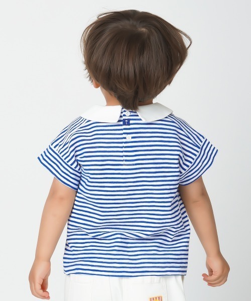 moimoln（モイモルン）の「マリンボーダーミニカラー半袖Tシャツ（Tシャツ/カットソー・キッズ・ブルー/アイボリー・80ｃｍ/90cm/100cm/110cm/120cm/130cm）」の11枚目の写真