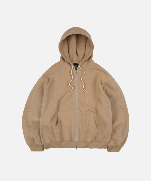 Waffle Hood Zip Up Parka — бежевый