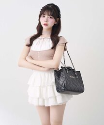 OLIVE des OLIVE | 【Belle Charme】Frill Sleeves Choker Rib Knit(ニット/セーター)