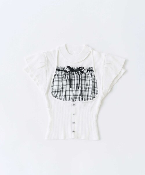 OLIVE des OLIVE(オリーブデオリーブ)の「【Belle Charme】Frill Sleeves Choker Rib Knit(ニット/セーター・レディース・ブラック/オフホワイト/ベージュ・FREE)」の5枚目の写真