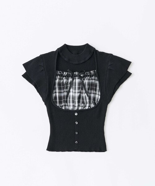 OLIVE des OLIVE(オリーブデオリーブ)の「【Belle Charme】Frill Sleeves Choker Rib Knit(ニット/セーター・レディース・ブラック/オフホワイト/ベージュ・FREE)」の9枚目の写真