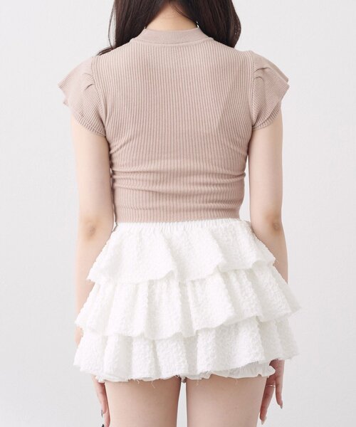OLIVE des OLIVE(オリーブデオリーブ)の「【Belle Charme】Frill Sleeves Choker Rib Knit(ニット/セーター・レディース・ブラック/オフホワイト/ベージュ・FREE)」の13枚目の写真