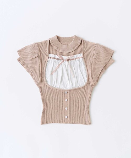 OLIVE des OLIVE(オリーブデオリーブ)の「【Belle Charme】Frill Sleeves Choker Rib Knit(ニット/セーター・レディース・ブラック/オフホワイト/ベージュ・FREE)」の18枚目の写真