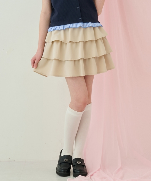 セール】ハートバックルベルトつきティアードスカパン（その他パンツ