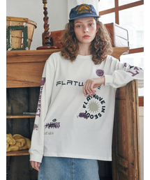 FLATWAVE IN SEOUL（フラットウェーブインソウル）の「Elva Print Longsleeve T-Shirt White（Tシャツ/カットソー）」